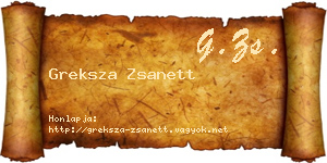 Greksza Zsanett névjegykártya